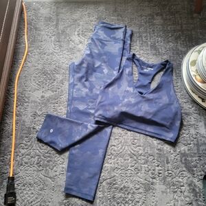 DYNY Sports Cloud blue camo Sports bra‎ and pants outfit